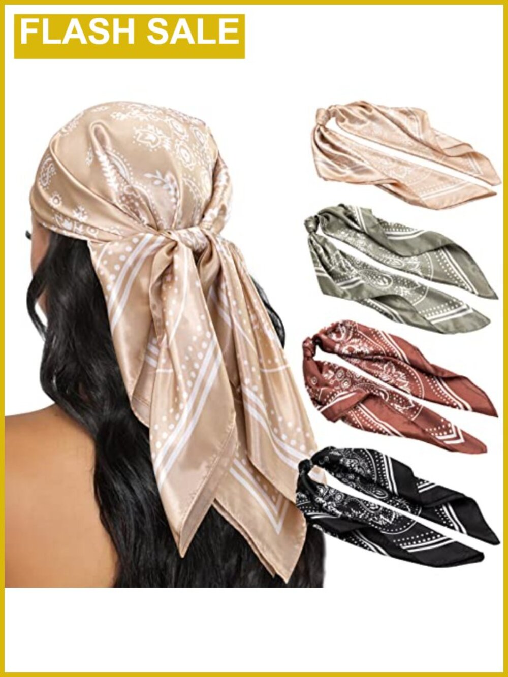 Satin Silk Feel Hair Scarf 35x35 Square Bandana Head Wrap for Women